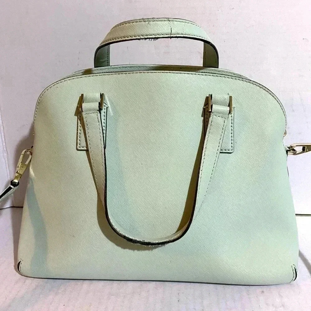 Kate spade green saffiano leather satchel handbag
